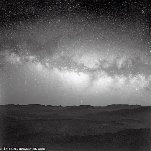 Image similar to stunning photograph of the milky way taken by ansel adams from a spaceship