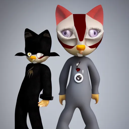 Image similar to lord nermal has a sidekick, in the style of grand chamaco and pedro conti and stanley kubrick, inspired by die antwoord, photorealistic, epic, super technical, 3 d render