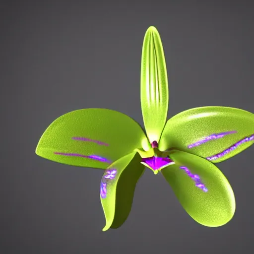 Image similar to an orchid made of holographic metal, sculpted by michelangelo, unreal engine 5