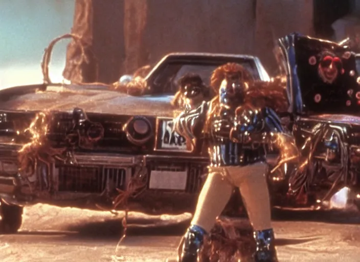 Prompt: scene from the 1981 science fiction film Muppet Mad Max 2