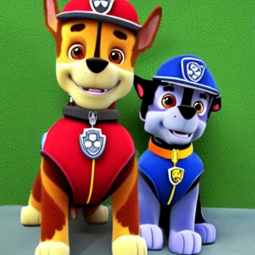 Prompt: paw patrol as real life characters, photorealistic