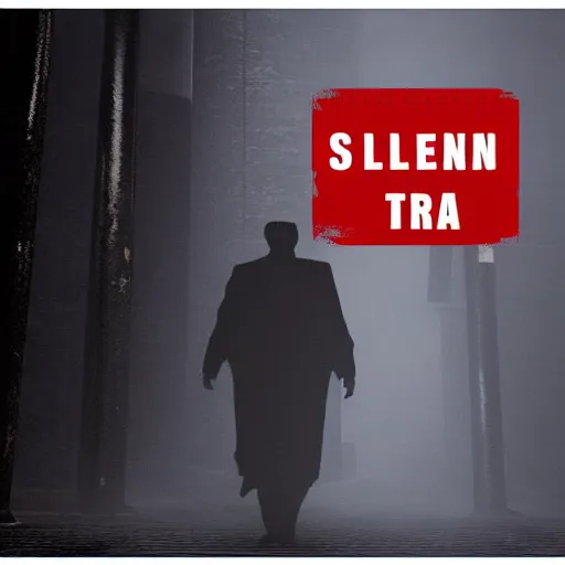 Image similar to Donald Trump as the character walking inside Silent Hill, volumetric lighting