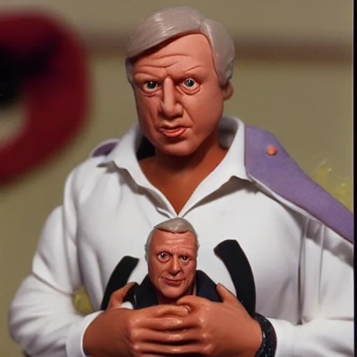 Image similar to sir david attenborough as a 1 9 8 0 s wrestling action figure