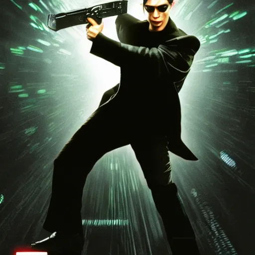 Image similar to Neo from matrix become the jedi