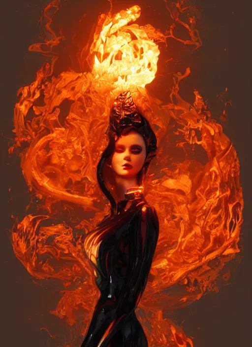 Image similar to sculpture made of flame, portrait, female, future, torch, fire, harper's bazaar, vogue, fashion magazine, intricate, concept art, close up, ornate, luxury, elite, elegant, trending on artstation, by ruan jia, by Kenneth Willardt, by ross tran, by WLOP, by Andrei Riabovitchev,