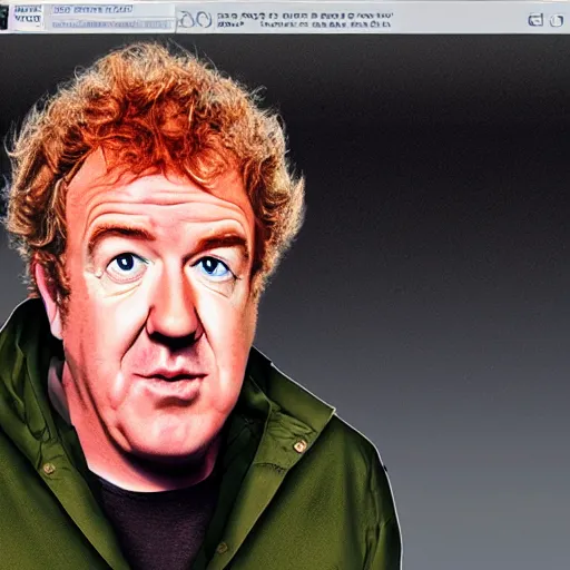 Image similar to Jeremy clarkson as Ed sheeran in middle of nowhere, photorealistic