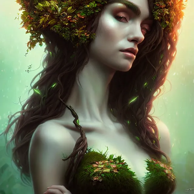 Prompt: epic professional digital portrait art of dryad 👩‍💼😉,best on artstation, cgsociety, wlop, Behance, pixiv, astonishing, impressive, outstanding, epic, cinematic, stunning, gorgeous, concept artwork, much detail, much wow, masterpiece.