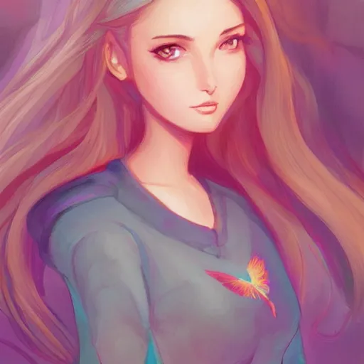 Prompt: pretty girl, digital art by loish, art station, twitter, beautiful art, loish