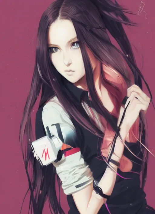 Image similar to woman in streetwear, long hair, poster, portrait, anime key visual, by wlop, anime, manga,