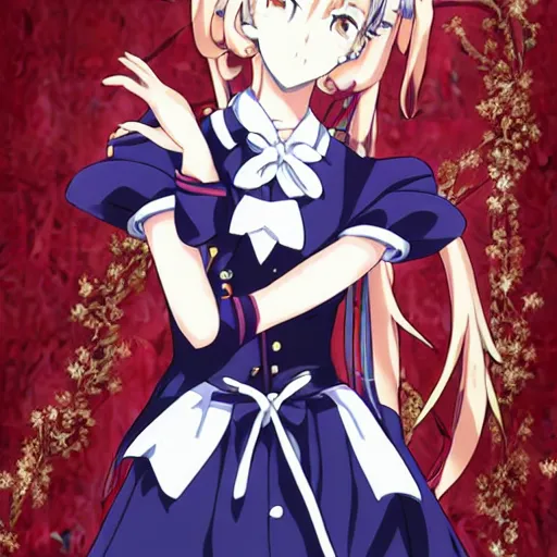 Prompt: key anime visual of beatrice from umineko; official media