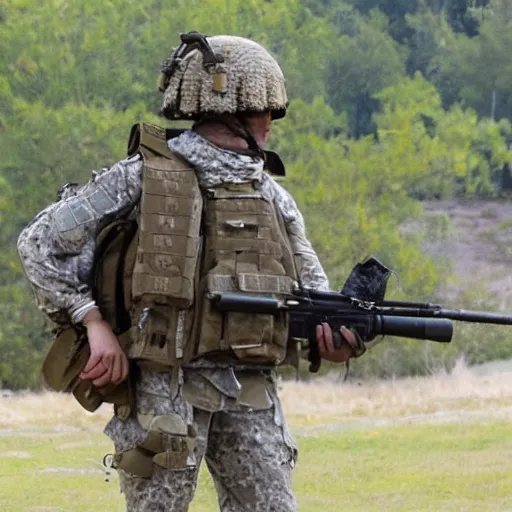 Prompt: a sheep in special forces gear, plate carrier, m 4 rifle, combat helmet