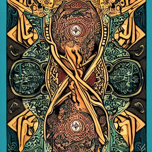 Image similar to ornate intricate tarot cards, trending on artstation