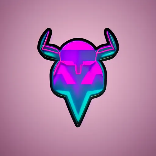 Image similar to logo for corporation that involves deer head, symmetrical, retro pink synthwave style, retro sci fi, neon