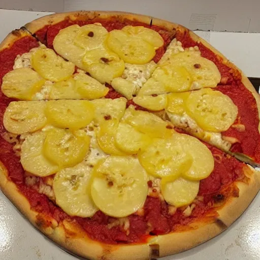 Image similar to a pizza made entirely of pineapple, photorealistic,