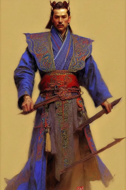 Image similar to wizard, character design, ming dynasty, colorful, painting by gaston bussiere, craig mullins, j. c. leyendecker, tom of finland