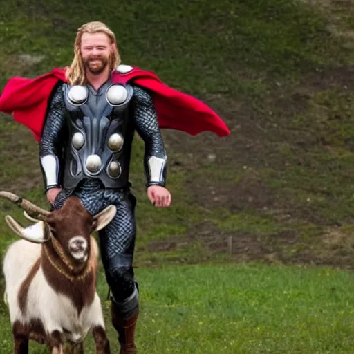 Prompt: Thor riding a big goat