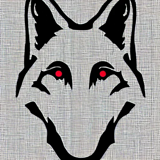 Image similar to a wolf portrait in the style of circuit board drawing