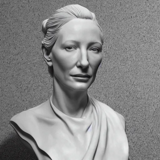 Image similar to sculpture of cate blanchett , by Augusts Rodin photorealism