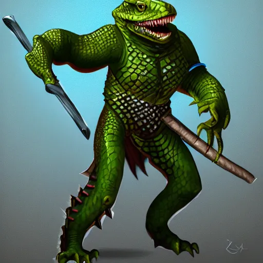 Prompt: lizard wearing rogue armor, Lizardman thief, D&D, digital painting, highly detailed, concept armor, sharp focus