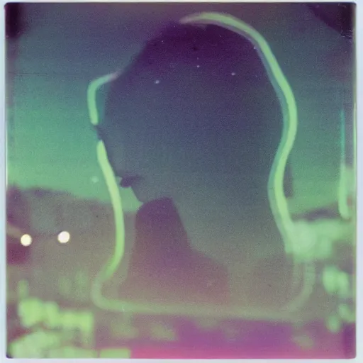 Image similar to polaroid of a cute dream, reflection, double exposure, glitch, gradient