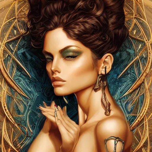 Prompt: allure queen, heroine, beautiful, detailed symmetrical close - up portrait, intricate complexity, in the style of artgerm and peter mohrbacher, cel - shaded