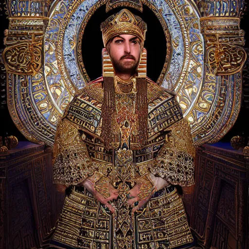 Prompt: portrait of assyrian emperor, glowing, ornate and intricate, jaw dropping, dynamic lighting, intricate and detailed, 4 k octane render