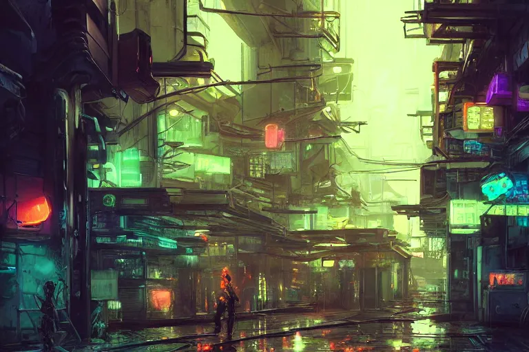 Prompt: abandoned tokyo streets at night lit by neon lights in the year 2049, cyberpunk concept art by pete mohrbacher and seb mckinnon and beksinski and josan gonzales, digital art, highly detailed, intricate, sci-fi, sharp focus, Trending on Artstation HQ, deviantart, unreal engine 5, 4K UHD image