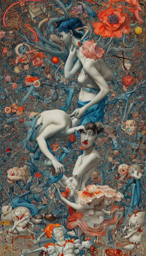 Prompt: the two complementary forces that make up all aspects and phenomena of life, by James Jean