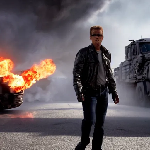 Prompt: stunning awe inspiring new terminator movie, movie still 8 k hdr atmospheric lighting