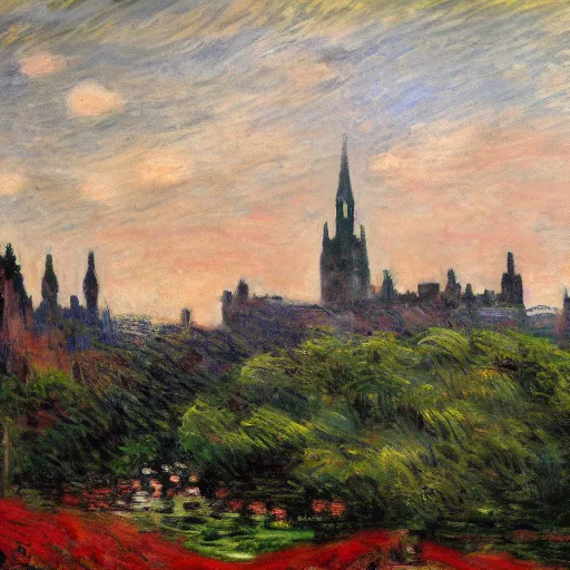 Prompt: Edinburgh in the style of Monet