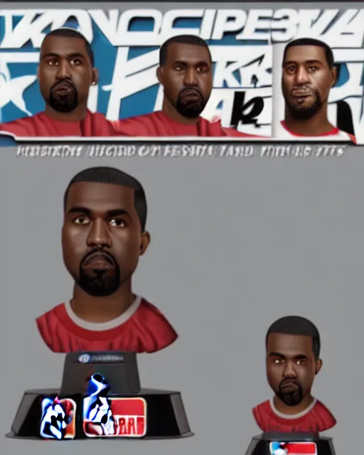 Image similar to kanye west bobblehead mode in nba 2 k 3