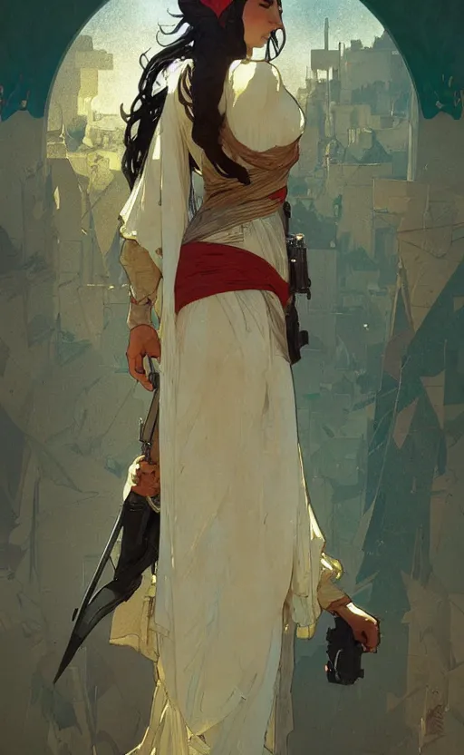 Image similar to a personification of the country palestine, highly detailed, digital painting, artstation, concept art, sharp focus, illustration, art by greg rutkowski and alphonse mucha