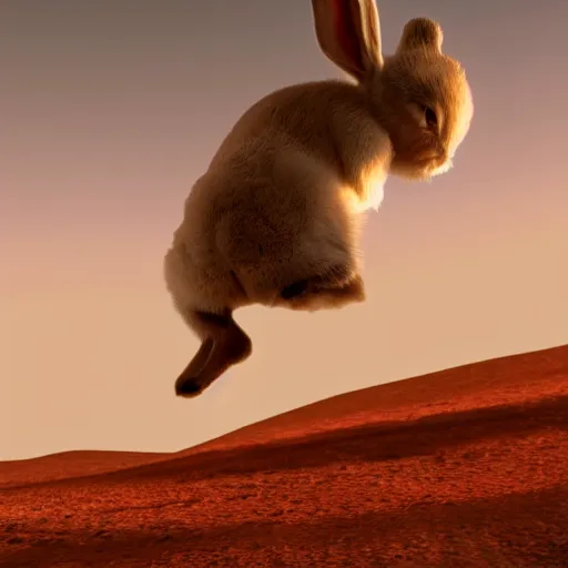 Image similar to bunny jump into a dimensional portal on mars, photorealistic, 4K