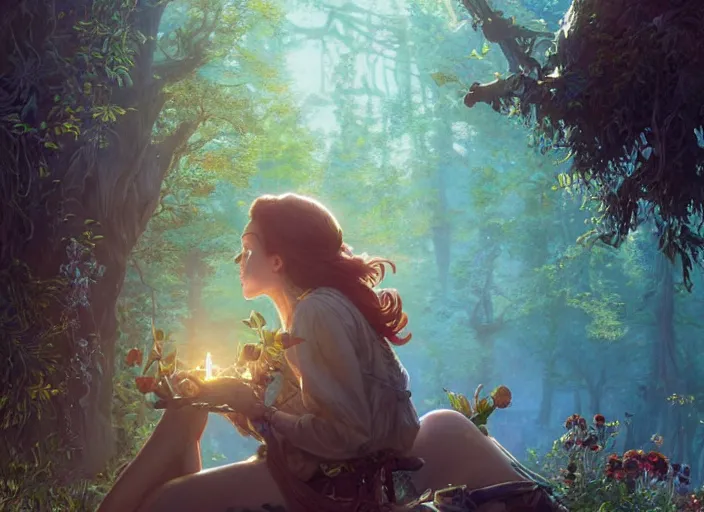 Image similar to highly detailed poster of'i love you ', stephen bliss, unreal engine, fantasy art by greg rutkowski, loish, rhads, ferdinand knab, makoto shinkai and lois van baarle, ilya kuvshinov, rossdraws, tom bagshaw, alphonse mucha, global illumination, radiant light, detailed and intricate environment