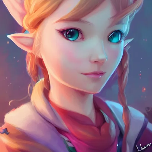 Image similar to a portrait of zelda, cute, beautiful, art by lois van baarle and loish and ross tran and rossdraws and sam yang and samdoesarts and artgerm and saruei and disney and wlop, digital art, highly detailed, intricate, sharp focus, trending on artstation hq, deviantart, unreal engine 5, 4 k uhd image