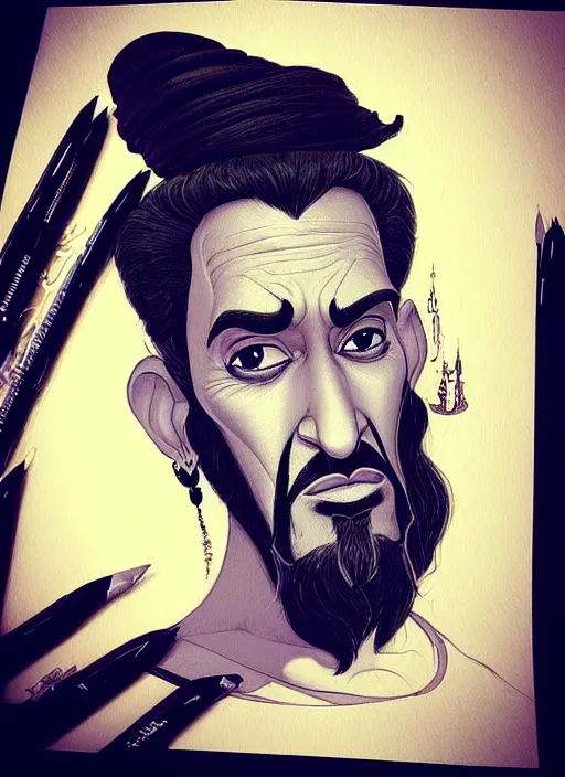 Prompt: highly detailed portrait of disney's jafar, magnificent, photographic realistic background, by james gilleard, by joe fenton, by kaethe butcher, trending on instagram, award winning details