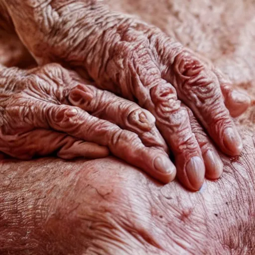 Image similar to highly detailed close up of elderly hands