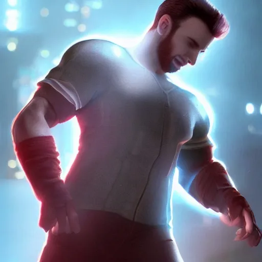 Prompt: chris evans in her 2 0 1 3, trending on artstation, featured on cgsociety, photorealistic art style!!!!!!, daz 3 d, unreal engine 5, cryengine, volumetric lighting, bioluminescent lighting, glowing atmosphere, god - rays, 4 k, 8 k