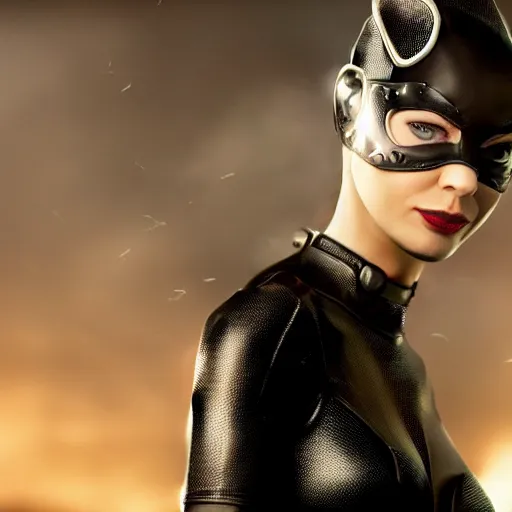 Prompt: real-life Catwoman, cinematic, Low angle, atmospheric fog and lighting, directed by Michael Bay, high detail, 8K, movie still