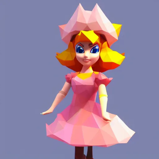 Prompt: low poly render of princess peach