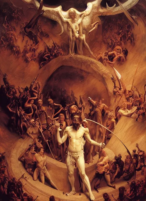 Image similar to the seventh circle of hell from dante's divine comedy. highly detailed painting by gaston bussiere, craig mullins, j. c. leyendecker 8 k