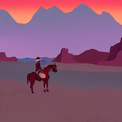 Image similar to cowboy on the range, beautiful New Mexico landscape, Art Deco, animation, cel-shading, toon shading, unity, 8k, 4k