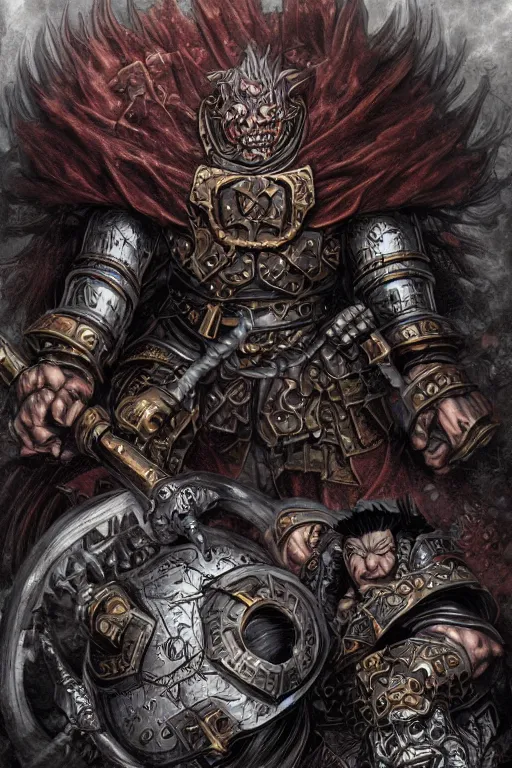 Image similar to chaos dwarf, fantasy, warhammer, highly detailed, digital art, sharp focus, trending on art station, kentaro miura manga art style