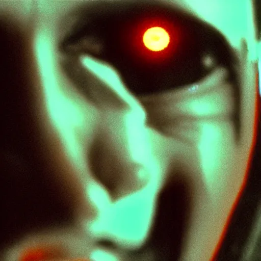 Prompt: movie still of cyborg with glowing third eye, cinematic composition, cinematic light, criterion collection, by tobe hopper