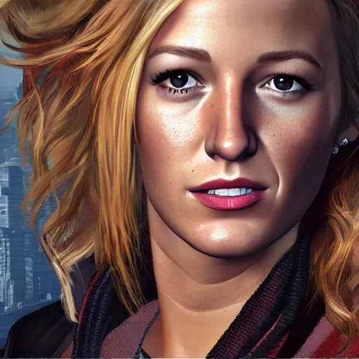 Prompt: blake lively portrait, gta, game, character, highly detailed, 8 0 s