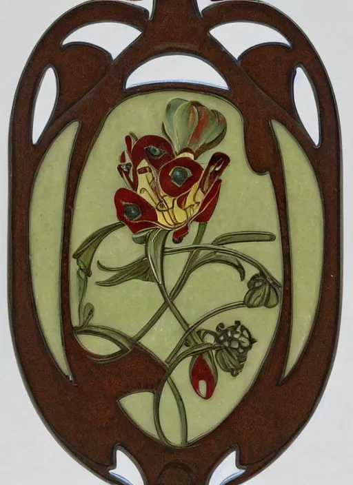 Prompt: art nouveau ornament symbolique pimpernel