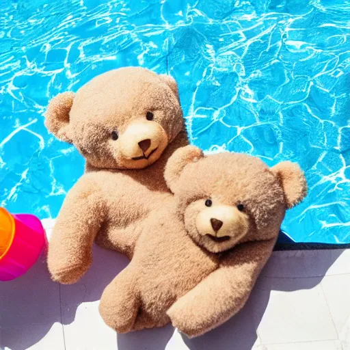 Image similar to teddy bears playing in the pool