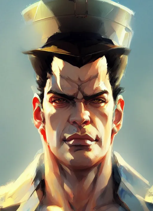 Image similar to epic half body portrait of jotaro kujo by greg rutkowski, highly detailed portrait, scifi, digital painting, artstation, concept art, smooth, sharp foccus ilustration, artstation hq