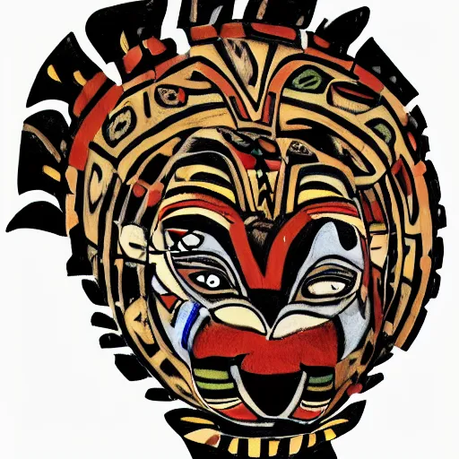 Image similar to a perfect centered mask of a shaman and a jaguar, 8 k,