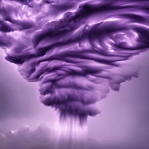 Prompt: amazing photo of purple clouds in the shape of a tornado, digital art, beautiful dramatic lighting